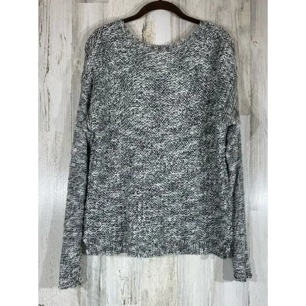 Aeropostale Womens Sweater Size‎ XL (Medium) Gray White Marled Scoop Neck